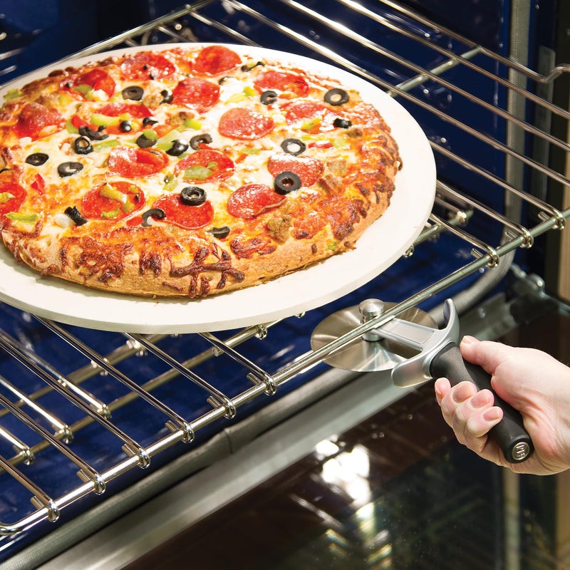 PL8 Artisan Pizza Wheel â€“ Stainless Steel Cutting Wheel with Cast Zinc Frame and Integrated Oven Rack Hook for Easy Pizza Serving - Image 2